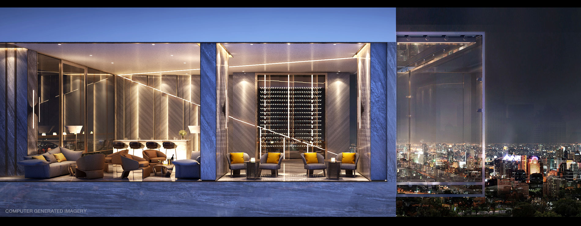 Building A: Sky Lounge ให้คุณผ่อนคลายในบรรยากาศส่วนตัว พร้อมดื่มดื่มด่ำกับทัศนียภาพใจกลางเมือง