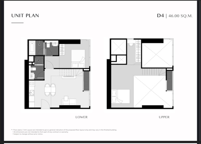 Unit Layout ห้อง Duo Space (45.5ตร.ม.) @ Park Origin Thonglor